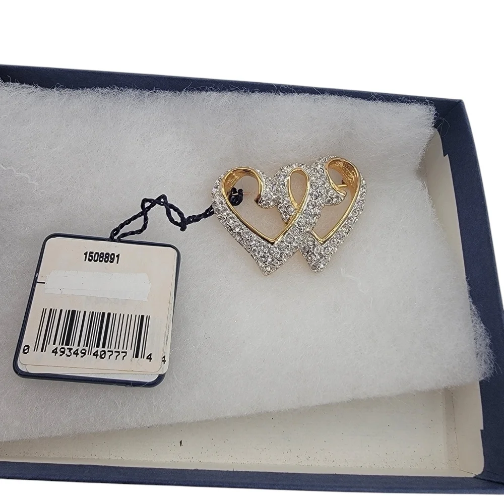 New  Swarovski Double Entwined Booch Pin Swan  ORIG $95.00 - Picture 3 of 4